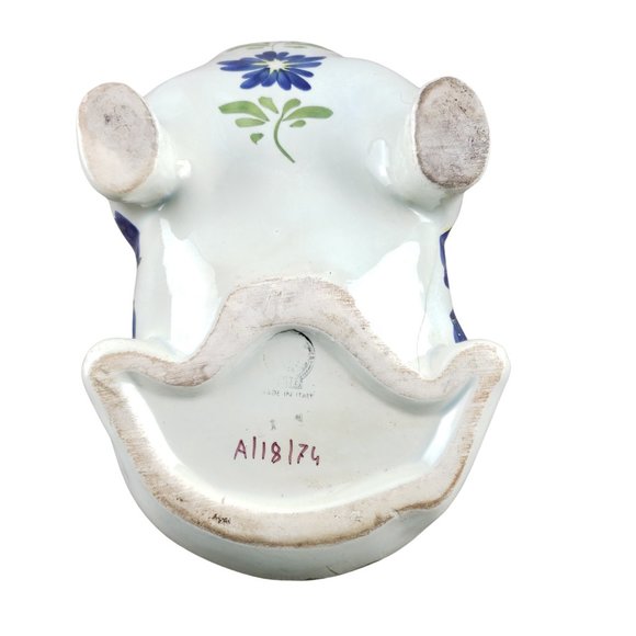 Este Italy Frog Planter Ceramic White Floral Hand Painted - Picture 8 of 10